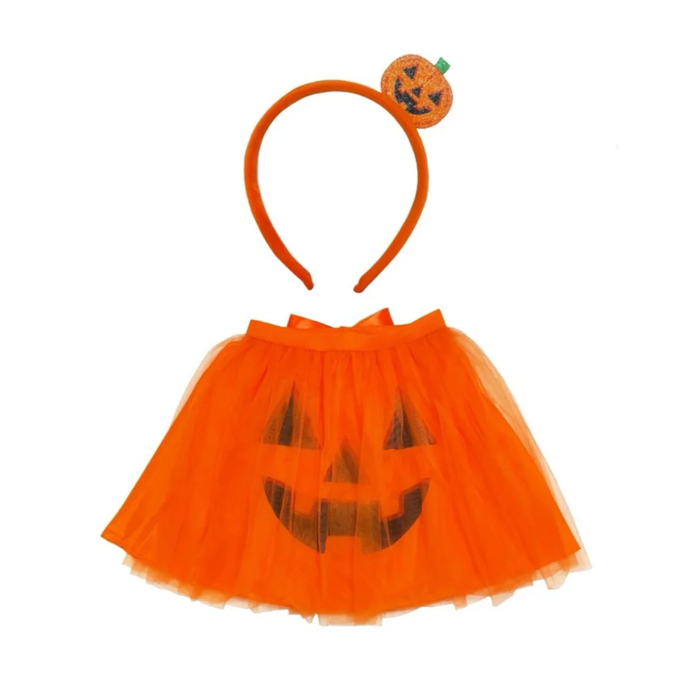NEW Girls Celebrate! Halloween Pumpkin Headband & Tutu Kit Orange One Size
